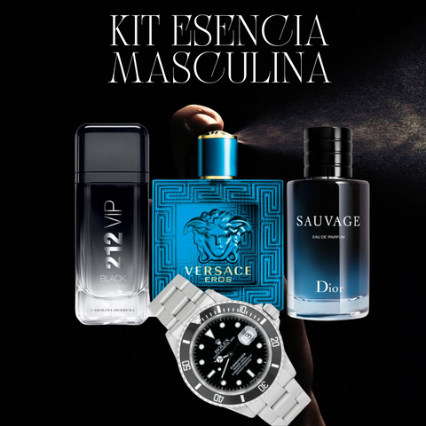 [Kit Esencia Masculina] 3 Perfumes Premium: 212 VIP | VERSASE | SAUVAGE + ROLEX